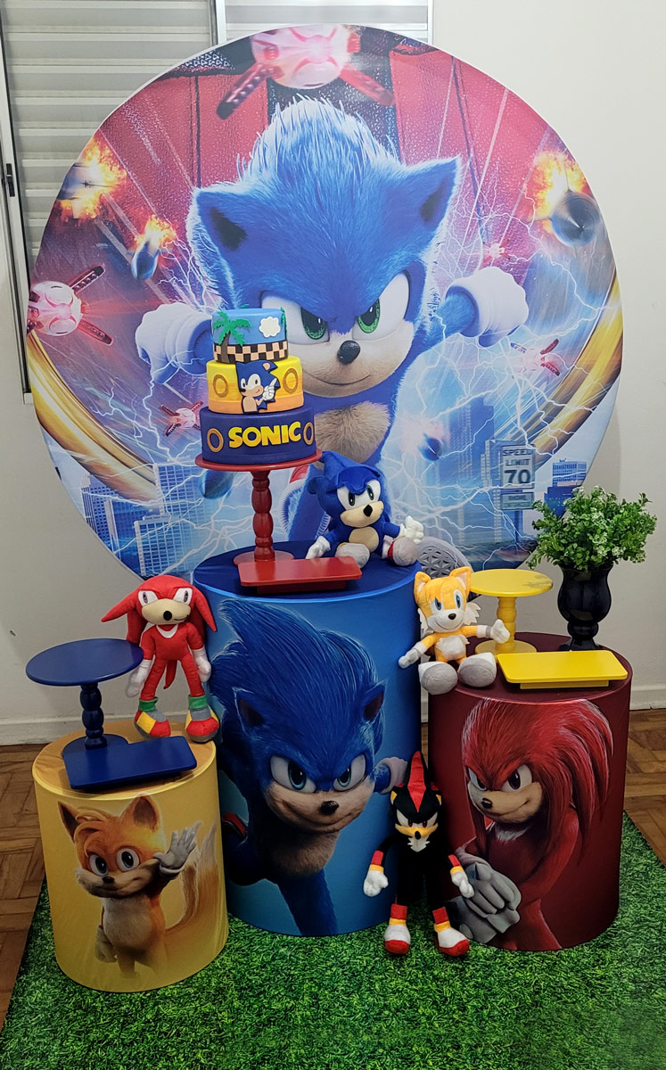 Sonic Azul Sonic Vermelho Sonic Preto - 3 Bonecos Grandes em